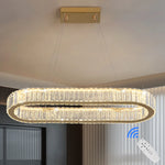 suspension lumineuse moderne cristal transparent doré télécommande haute luminosité chambre salon