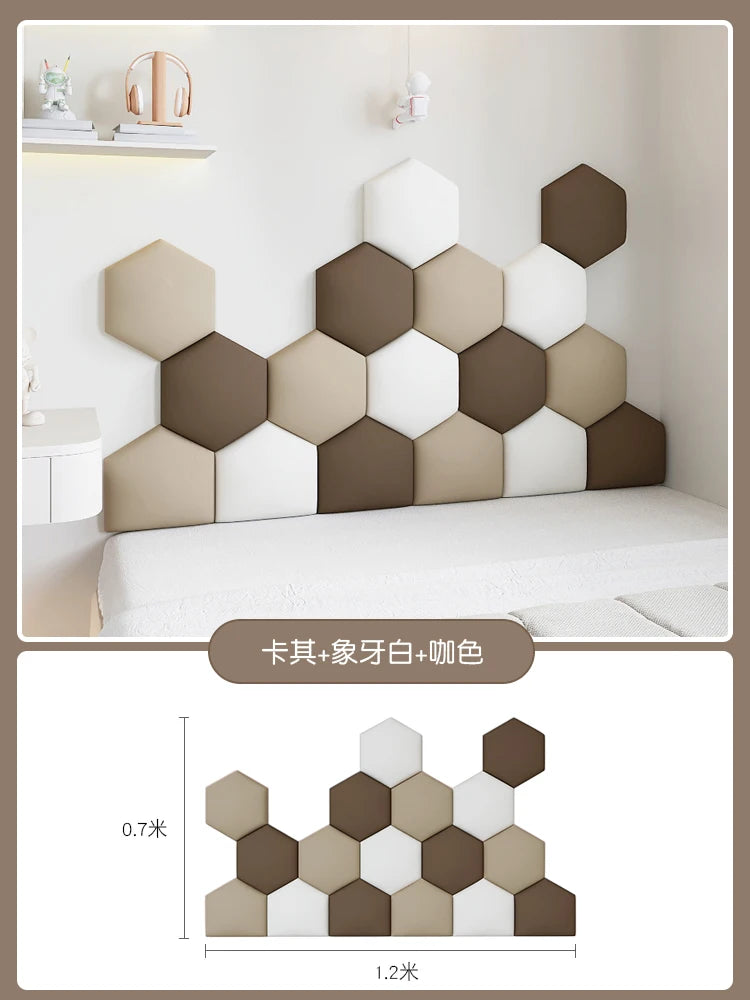 panneaux muraux hexagonaux 3d autocollants géométriques gris beige blanc décoration chambre enfant moderne