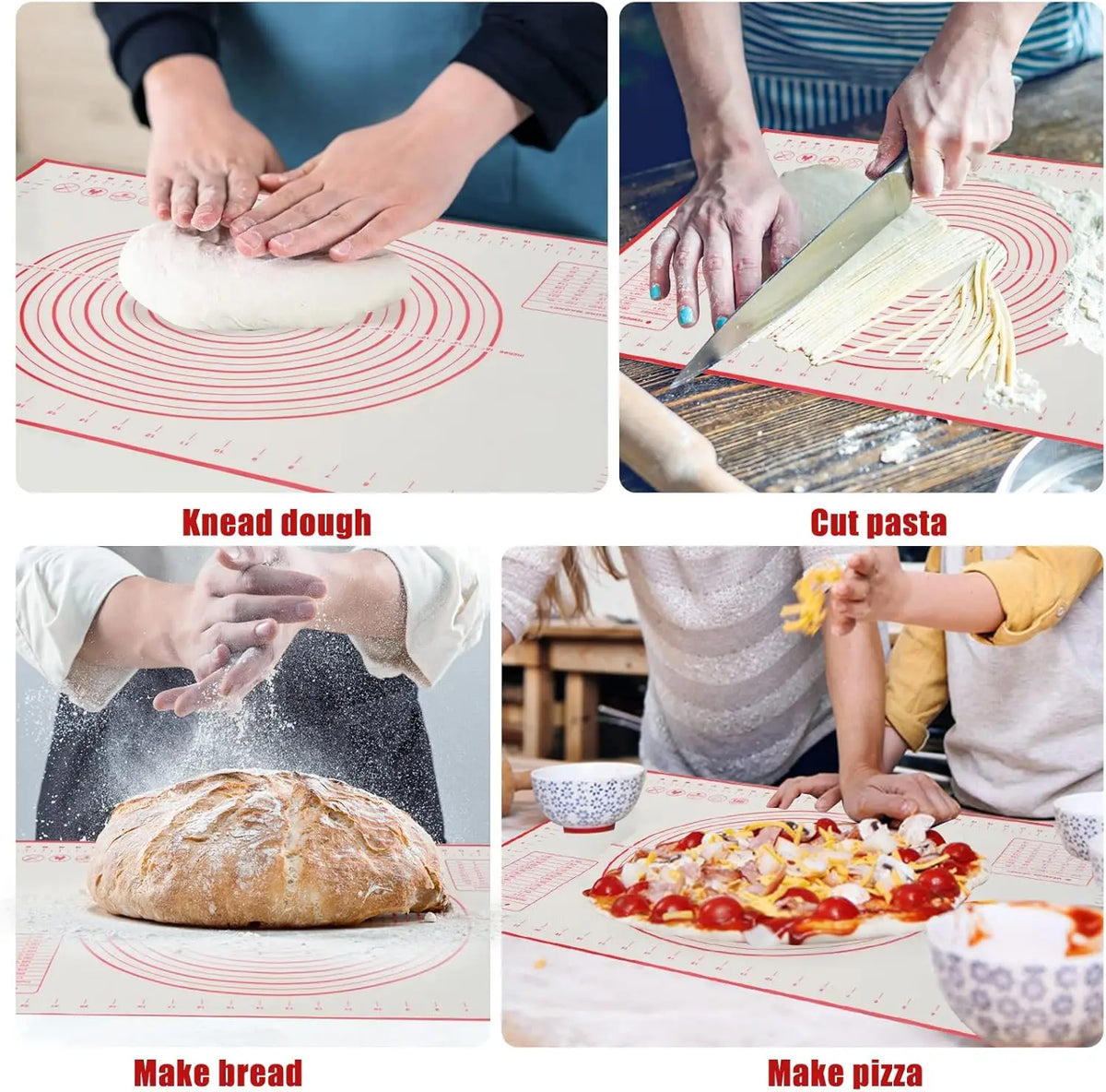 tapis rouleuse silicone blanc rouge cercles mesures cuisine pâtisserie antiadhésive moderne pratique ecofriendly
