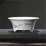 bacs plantes chinois paysage peint blanc opaque décoration intérieure pots fleurs
