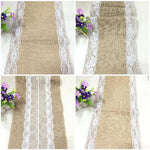 nappe table vintage jute lin dentelle bordure fleurs artificielles rustique cuisine salle manger