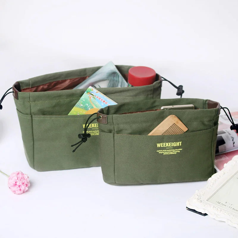sac rangement toile imperméable multiusage réutilisable décontracté vert olive bleu marine crème