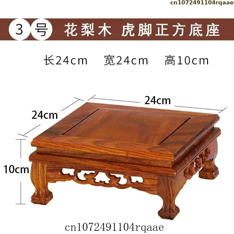 support présentation bois massif socle figurine vase théière décoration chinois traditionnel gravure