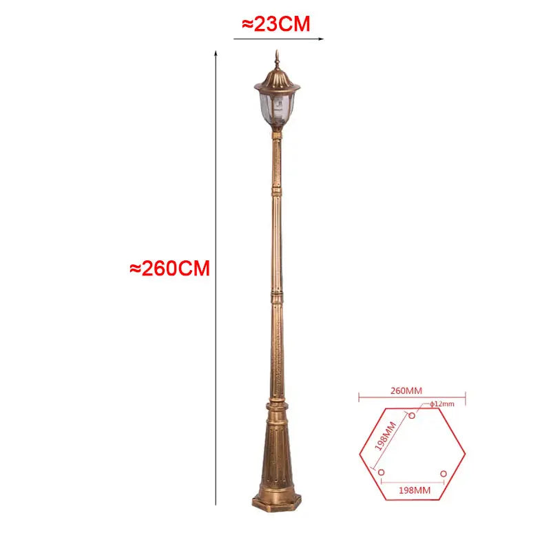 lampadaire rétro jardin extérieur led ip65 noir or classique vintageextérieur éclairage publicflux lumineux faiblealuminium