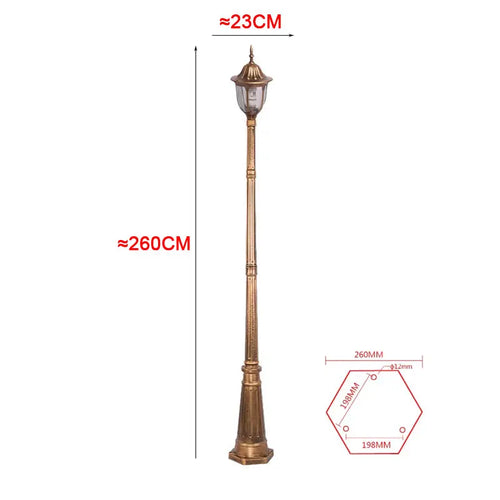lampadaire rétro jardin extérieur led ip65 noir or classique vintageextérieur éclairage publicflux lumineux faiblealuminium
