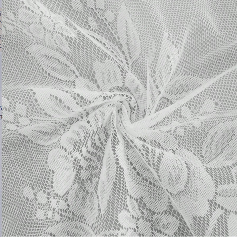 rideau blanc dentelle florale transparent salon rustique 170x227cm echangement tringle