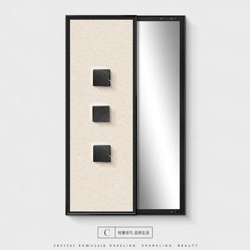 miroir pleine longueur contemporain beige noir abstract pattern cadre aluminium chambre salon decoration