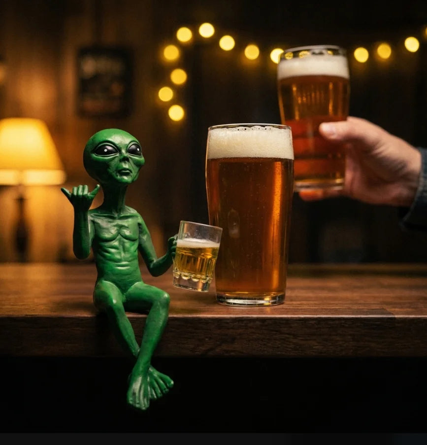 figurine alien gris shaka éclairage led verre bière humoristique décoration intérieure jardin