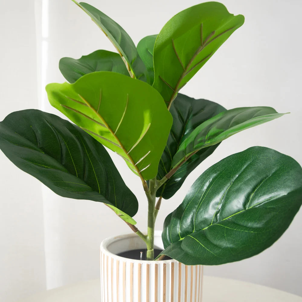 plante artificielle banyan ficus 38cm feuilles plastique verte pot decoratifextérieur moderne