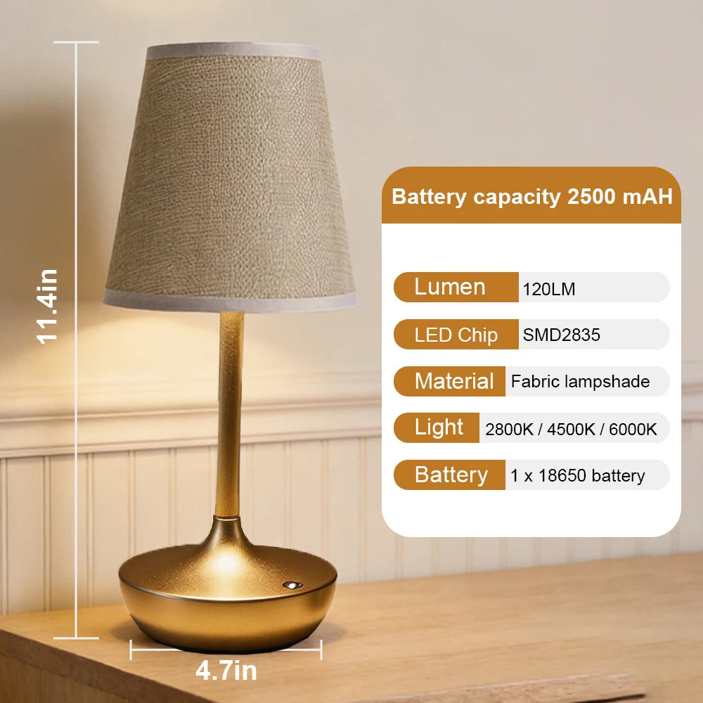 lampe table moderne dorée abat jour tissu finement tissé éclairage minimaliste chambre salon