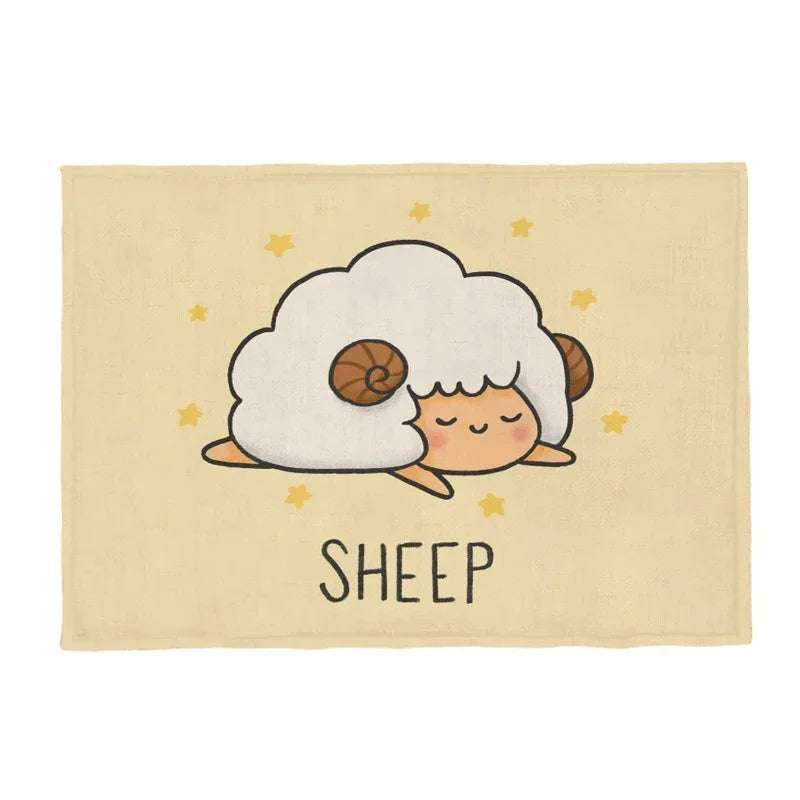serviette table rectangulaire tissu motif animaux mignons dessin animé décoration salle manger