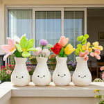 bouquet fleurs artificielles vase gourde blanc souriant intérieur décoration mignonne anniversaire mariage
