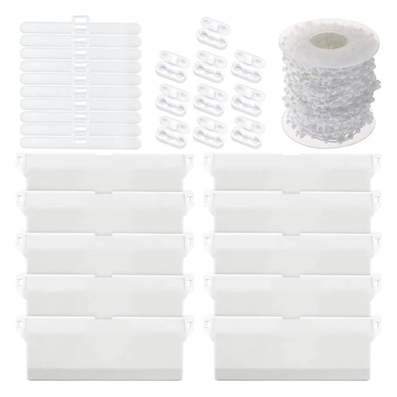 rideau lamelles blanc moderne 10m chaîne clips opaques 20pc set
