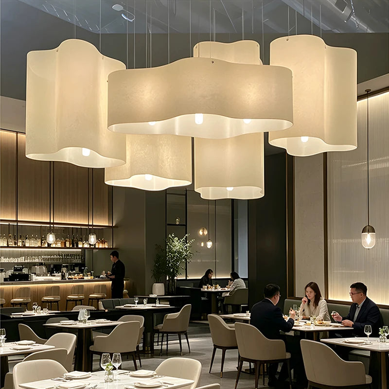 suspension lumineuse moderne blanc beige texture rugueuse opacité câbles électriques encastrée lumière led