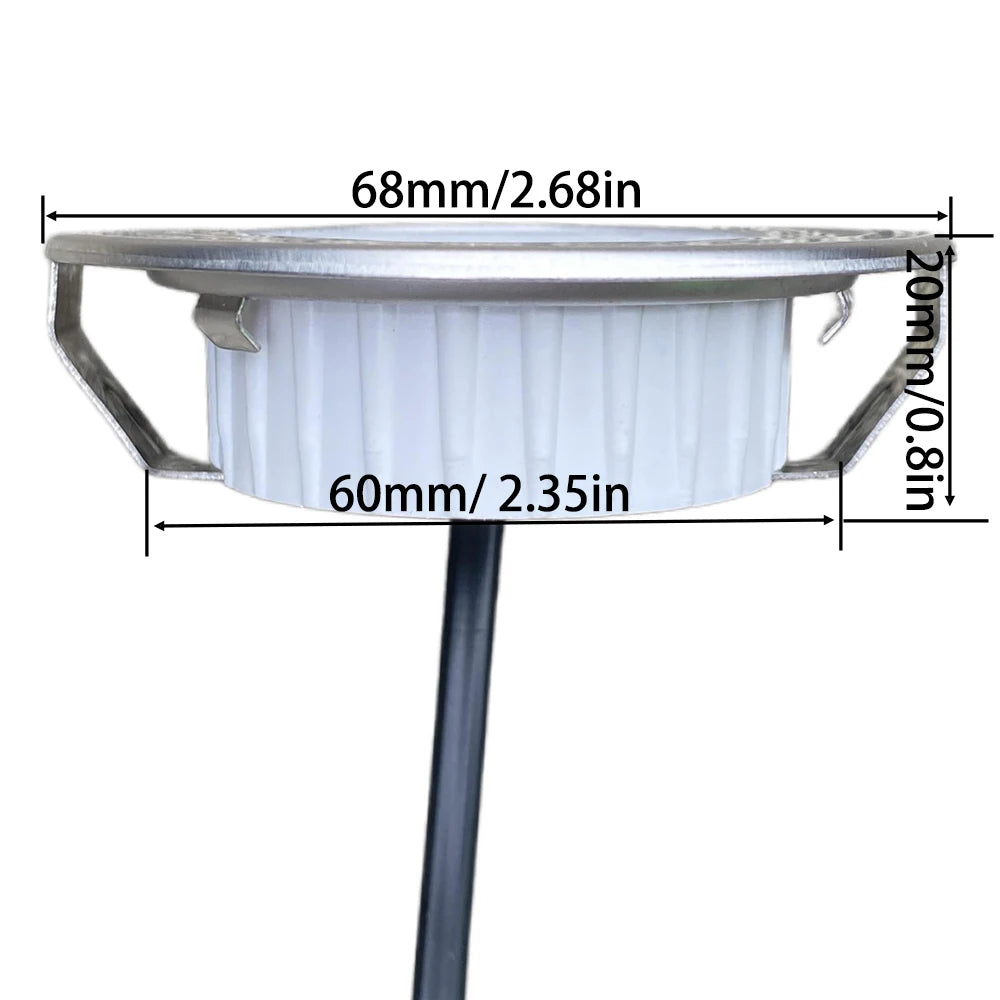 ampoules led spot argenté moderne 68mm 12v 3000k 6000k connecteur électrique fixations visées