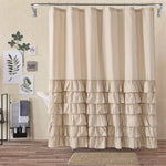 rideau douche blanc volants gris rose classique opacité anneaux métalliques respectueux environnement moderne