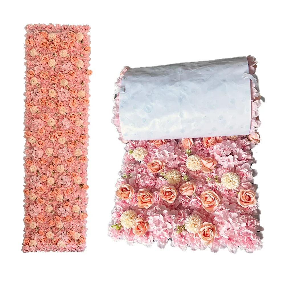 décoration événementielle panneau floral soie blanc rose clair moderne exposition extérieure