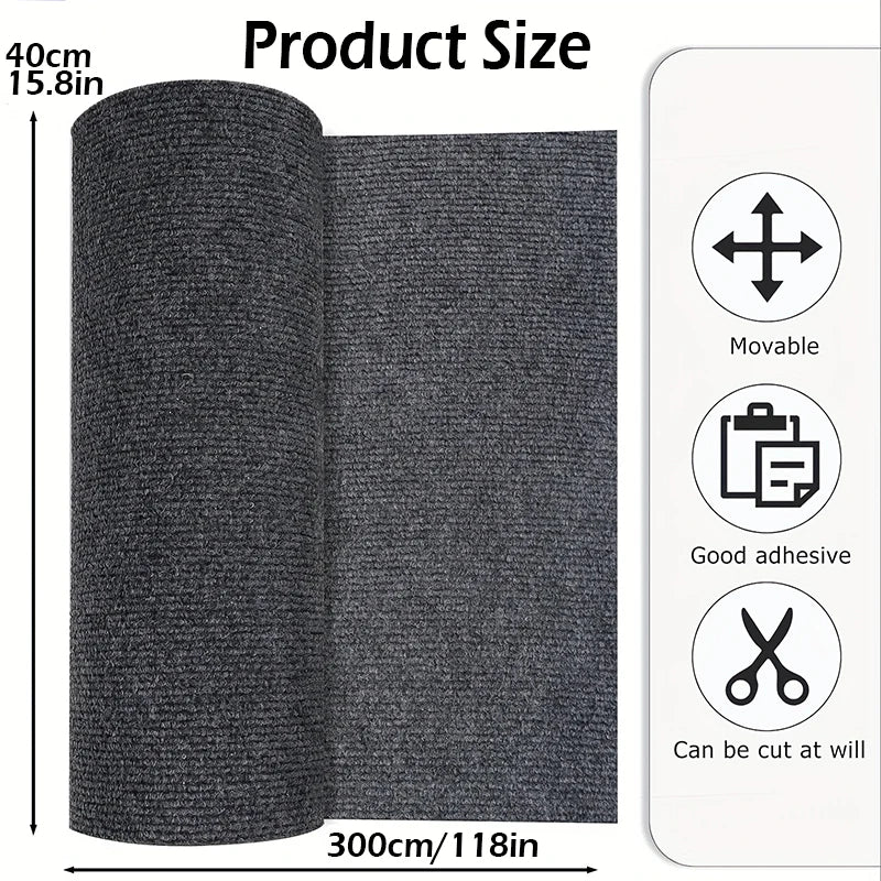 tapis rayures horizontales texture tridimensionnelle 40cm 300cm gris foncé gris clair moderne minimaliste adhésif