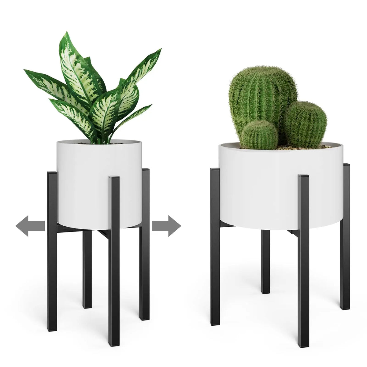 support plante blanc noir moderne minimaliste ajustable extensible antiderap intérieur extérieur