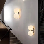 lampe murale moderne minimaliste sphérique verre blanc doré opacité fixée mur