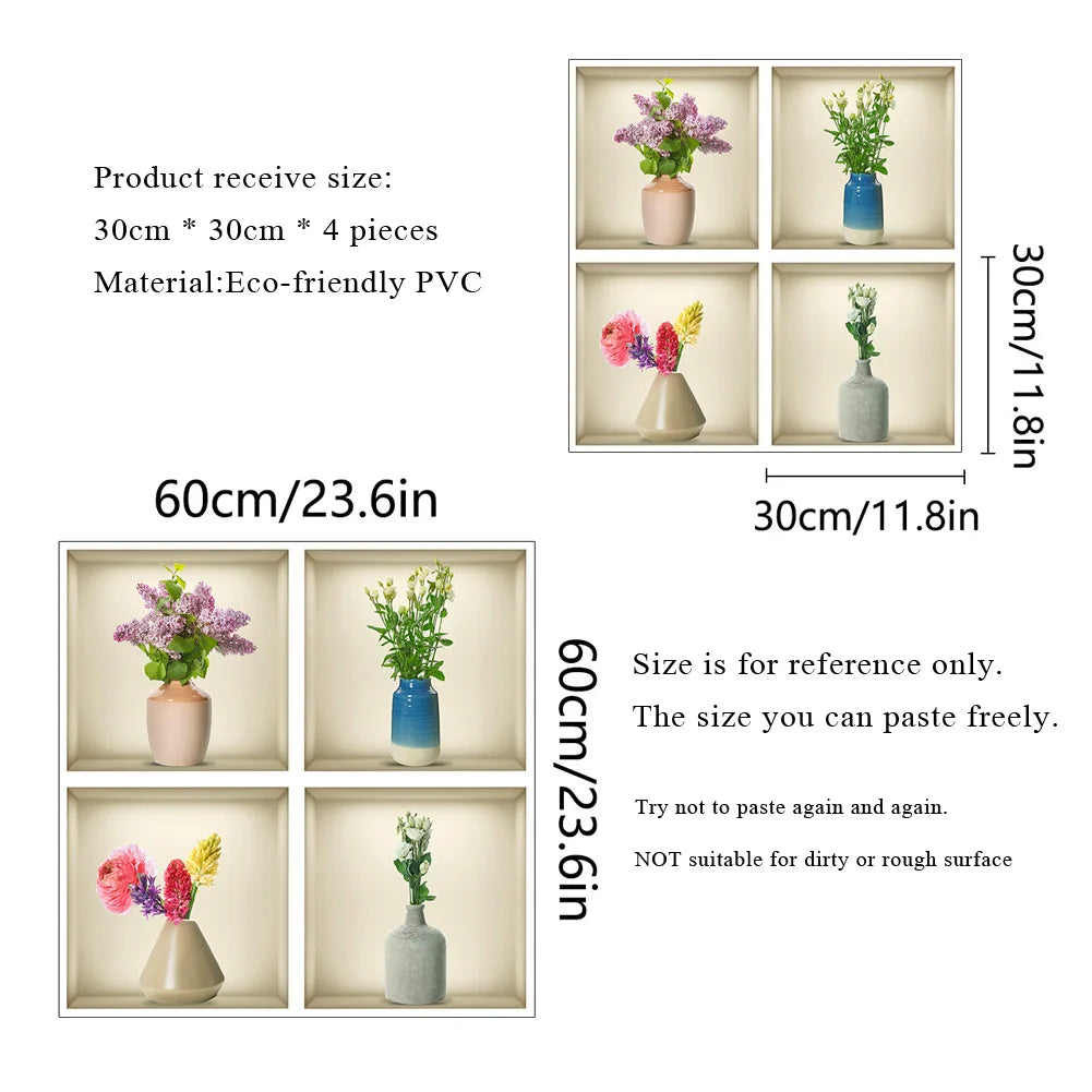 stickers muraux vases fleurs moderne autoadhésifs couleurs variées decoration intérieure chambre salon