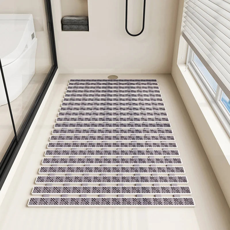 tapis bain moderne rose gris bleu beige blanc rectangles géométriques relief salle bain