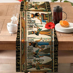 nappe lin égyptienne ancien motif personnage hiéroglyphes table décoration intérieure thèmes