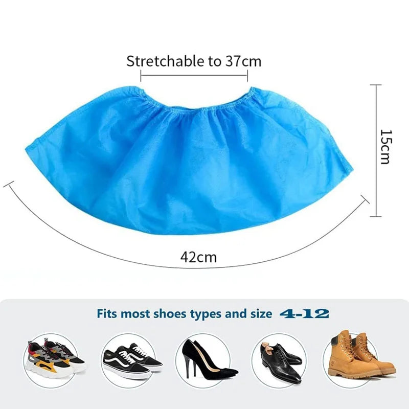 protège chaussures jetables non tissés bleu clair élastiques 100 pièces