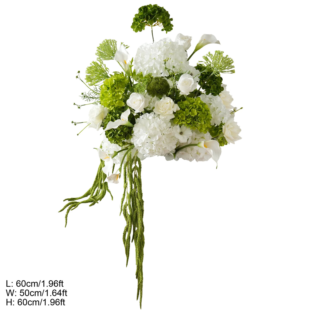 Décoration florale arché vert blanc mariage romantique extérieur classique artificielle feuillets suspension table événement