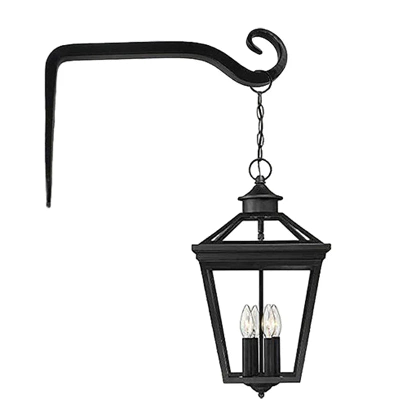 crochet mural moderne noir lanterne suspendue plante oiseau grain ampoules décoration intérieure extérieure