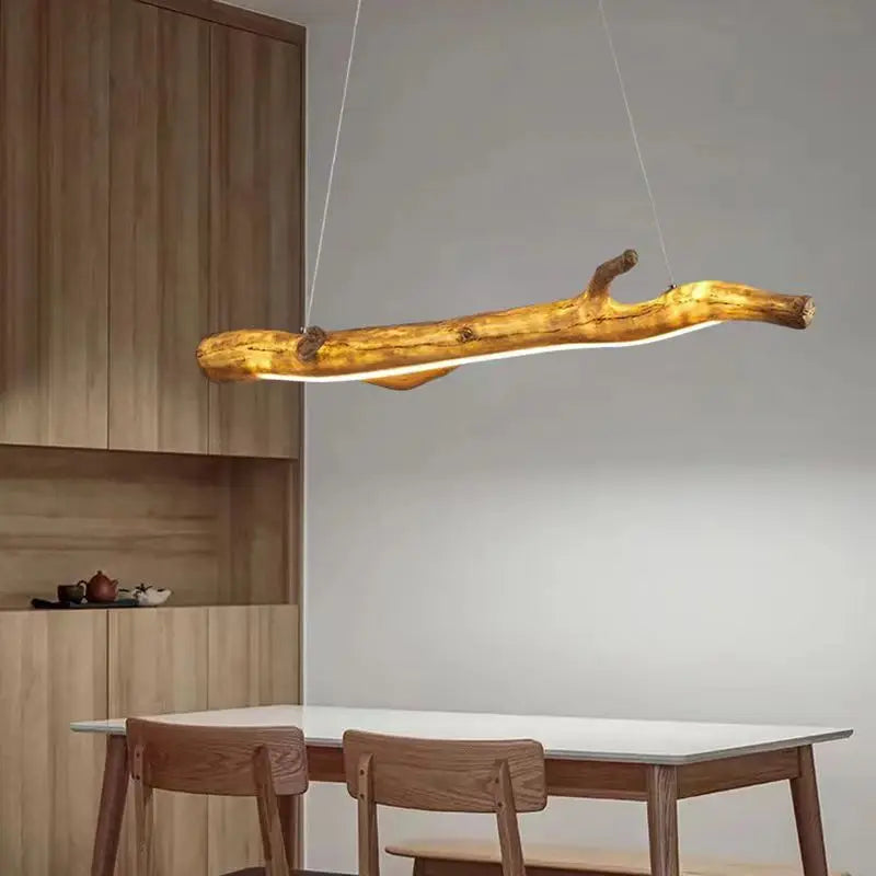 lampe suspendue moderne rustique bois naturel blanc opacité chambre salon