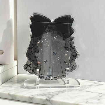 cadre photo noir papillons étoiles bordure dentelée vintage romantique support transparentprésentation petite cartes