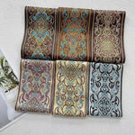 ruban decoratif polyester fleur classique marron bleu doré noir unique largeur 10cm opaque