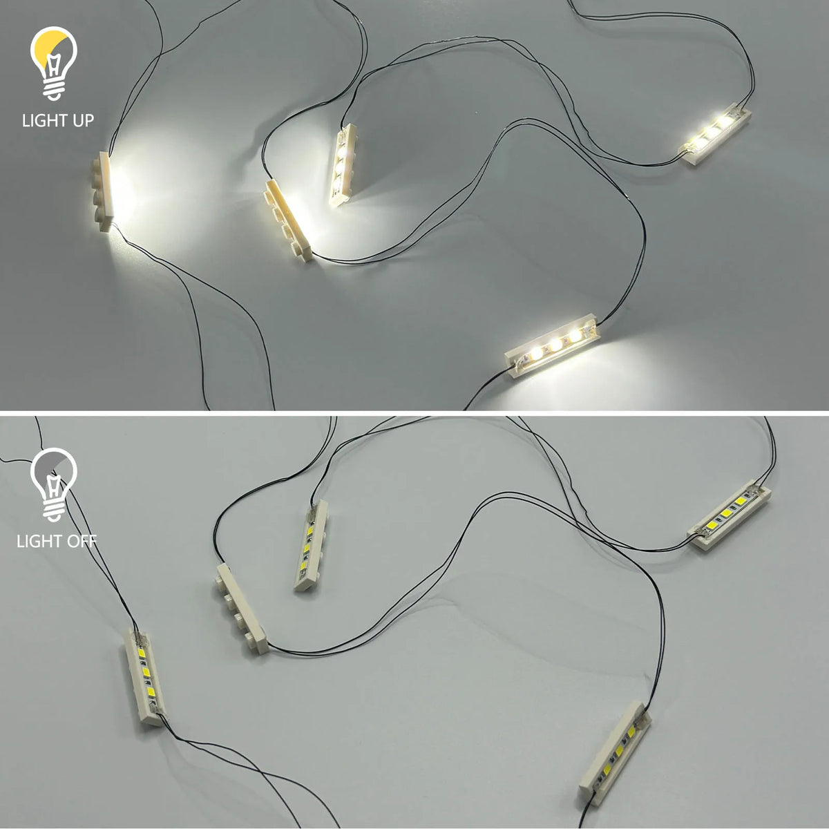 éclairage led kit lego blanc noir lumière chaude froide modules connecteurs usb câble fils