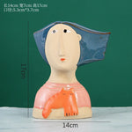 vase céramique moderne abstrait buste humain motifs géométriques peau texturée couleurs variées