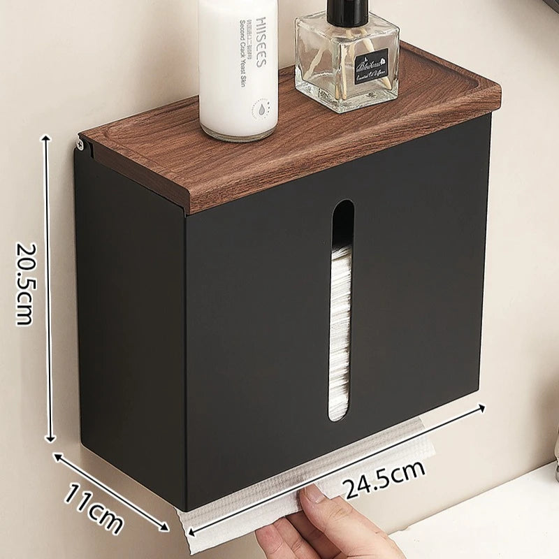 rangement mouchoirs mural moderne bois noir plateau extractible minimaliste salle bain chambre coucher