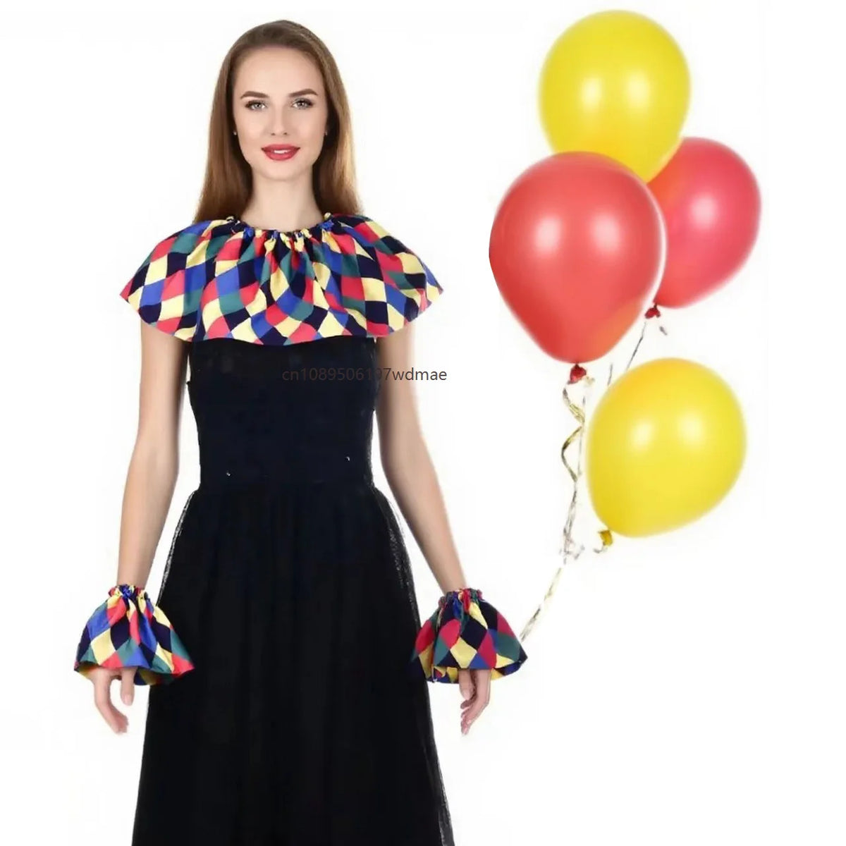 accessoire costume clown collier carreaux multicolore vintage adulte décalé adjustable unisexe