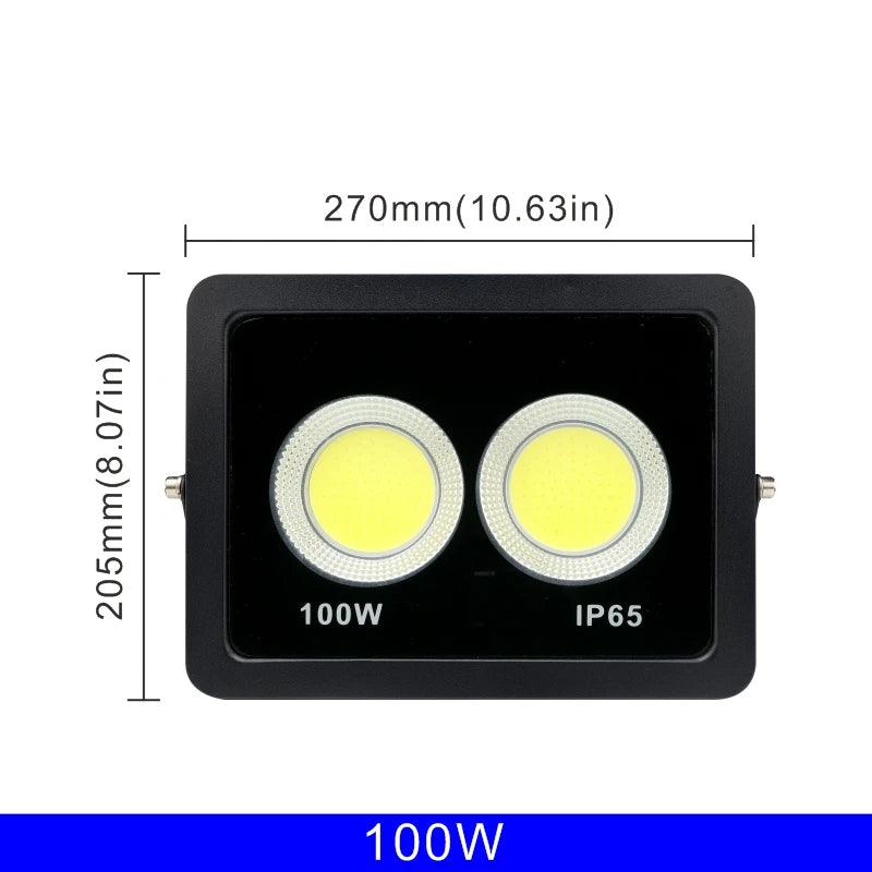 projecteur led cob ip65 moderne 220v 50w 100w 200w 300w noir clips câbles