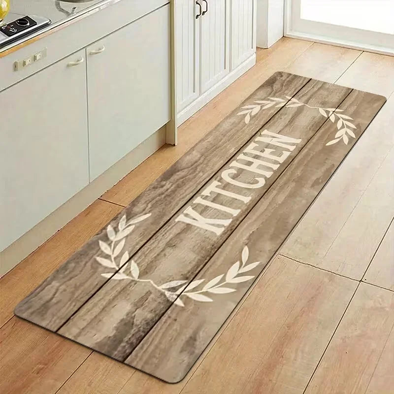 tapis sol extérieur polyester antidérapant motif feuilles blanches rustique vintage marron clair beige blanc