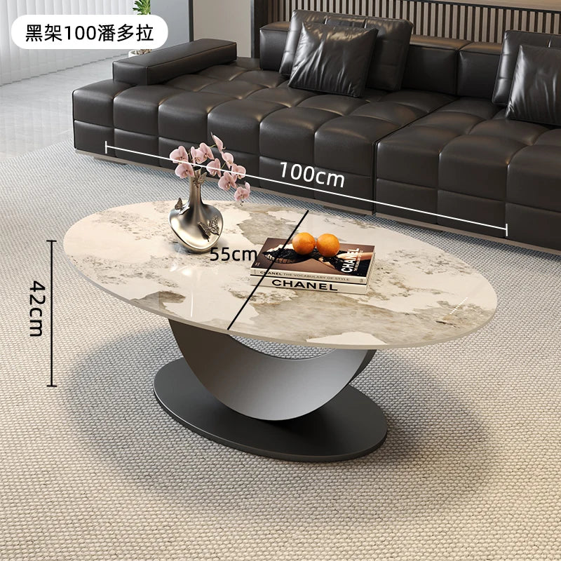 table basse ovale moderne blanche effet marbre gris salon meuble bois luxe
