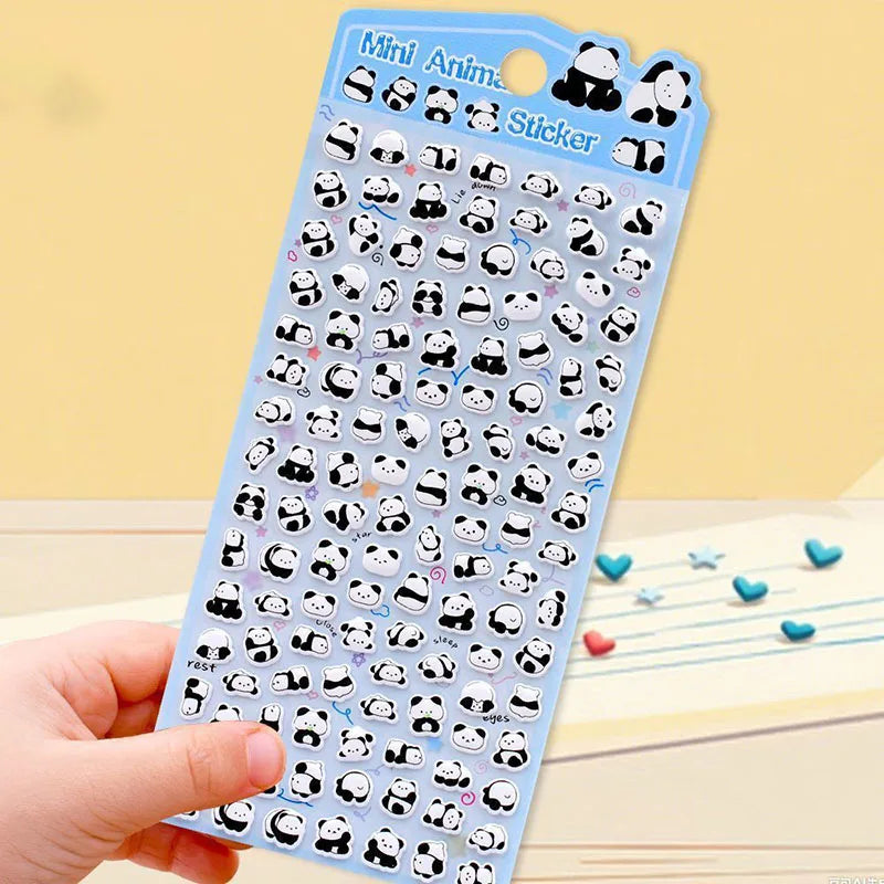sticker kawaii animal transparent violet rose bleu clair panda lapin chat decoration scrapbooking bricolage
