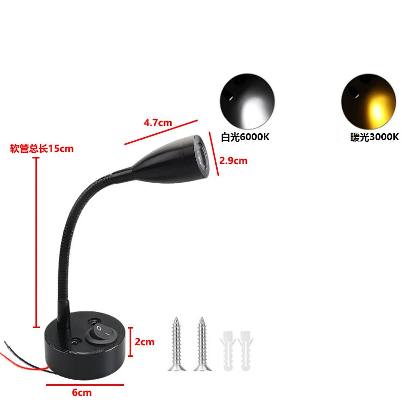 lampe murale flexible argentée moderne interrupteur inclinable led 12v cuisine salle manger
