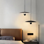 luminaire suspendu moderne minimaliste noir blanc abat jour disque élément décoratif câble fixation flux