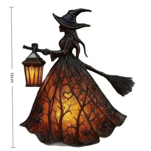 lampe décorative gothique lanterne sorcière halloween arbres coeurs araignées motifs floraux noire orangée