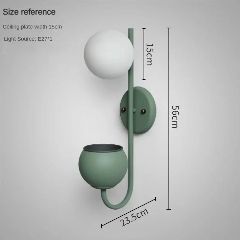lampe murale moderne vert blanc pot plante ampoule E27 LED 90 260V