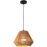 Suspension lumineuse moderne tissée naturelle ampoule E27 cordon ajustable 150cm chambre salon salle bain
