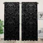 rideau gothique crânes stylisés noir gris opacité moderne deux panneaux polyester chambre bureauhôtel