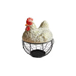 panier rangement œufs forme poulet métal rustique multiusage noir blanc texturé