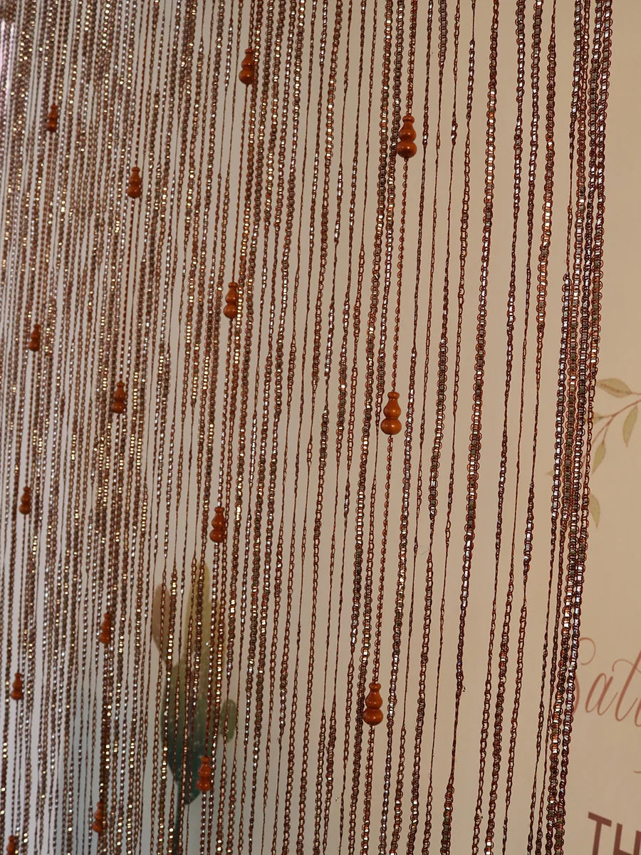 rideau franges marron semi transparent motifs ethnique maison