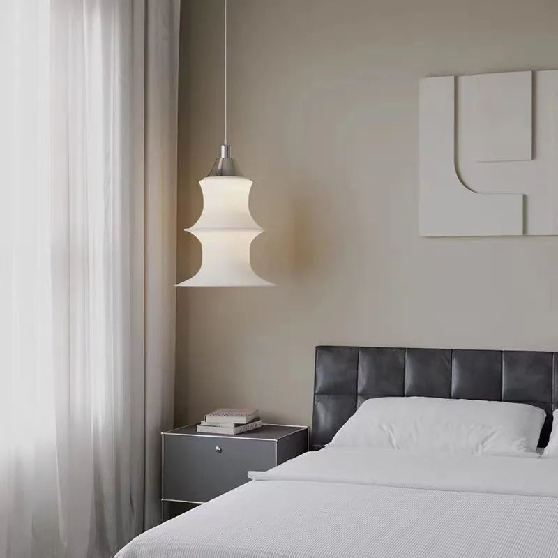 lampe suspendue moderne blanche rayures horizontales salon chambre salle manger lumière pendentif